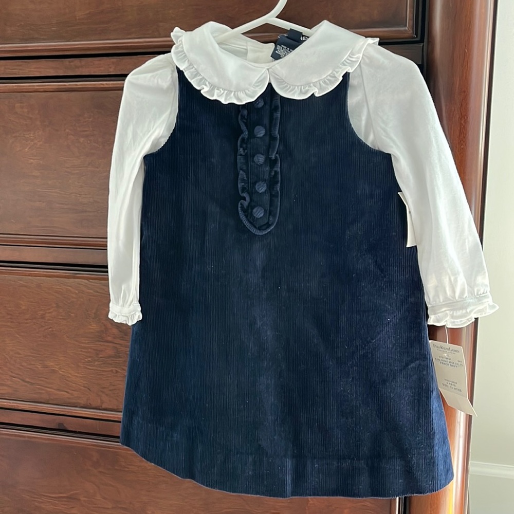 Ralph Lauren Girl’s 2-Piece 12 month Navy Corduroy Jumper Set